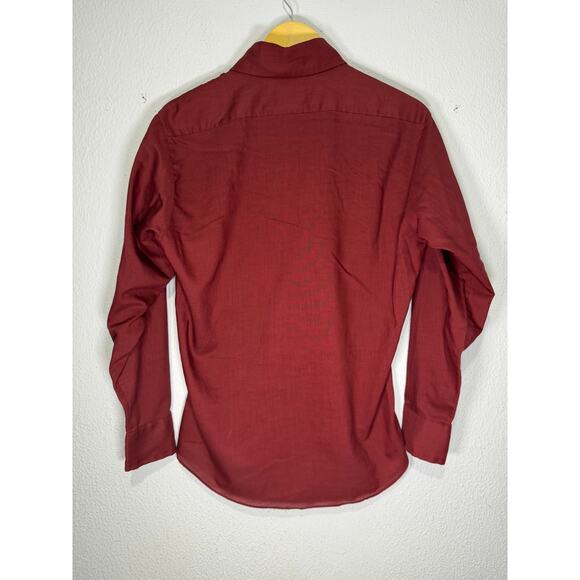 Vintage 1970s Sears Kings Road Button Down Dress Shirt Burgundy Mens M - Picture 3 of 8
